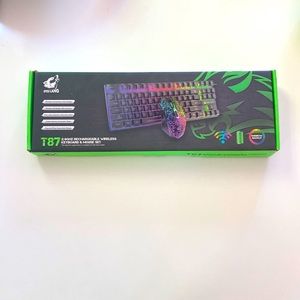 A wireless mouse and keyboard